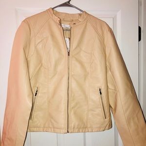 New York & Company Cream/Ivory pleather jacket